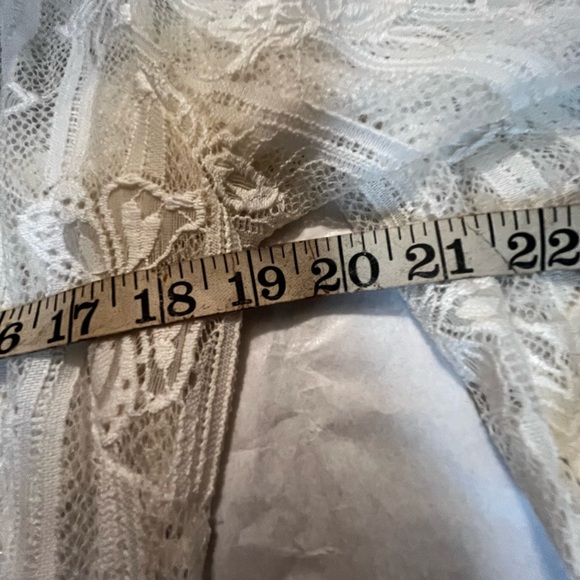 Valentine Cream See Thru Kimono Blouse Long Duster Sz L Women One Button - Picture 4 of 6